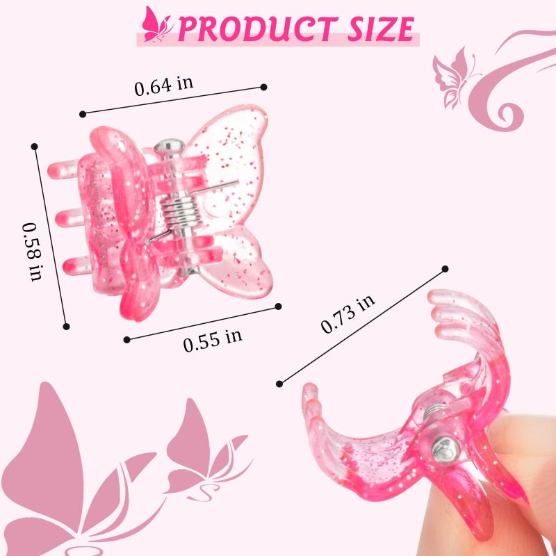 BEBEEPOO Glitter Mini Butterfly Hair Clips, Sparkly Colorful Hair Accessories for Girls and Women - 90s Y2K Cute Small Hair Claw Clips, 10 Assorted Colors, Set of 100 (Glitter) - Image 3