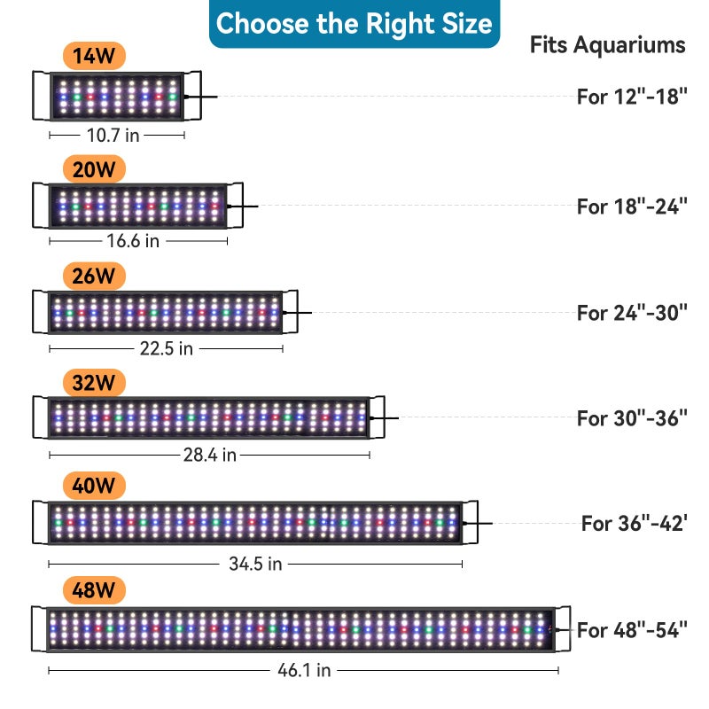 hygger Aquarium LED Light Fish Tank Full Spectrum Lighting with 24/7 Day-Night Cycle Mode & Auto On/Off Timer, 7 Colors Options, Dimmable, Extendable Bracket for 12~18inch Freshwater Plant Tank - Image 2