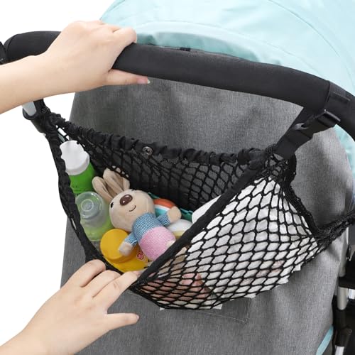 Accmor Universal Stroller Organizer, Polyester Net Mesh Bag Fits for Uppababy, Nuna, Britax, Doona Strollers, Non-Slip Adjustable Stroller Mesh Cargo Net Storage Caddy Accessories - Image 5