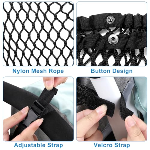 Accmor Universal Stroller Organizer, Polyester Net Mesh Bag Fits for Uppababy, Nuna, Britax, Doona Strollers, Non-Slip Adjustable Stroller Mesh Cargo Net Storage Caddy Accessories - Image 3