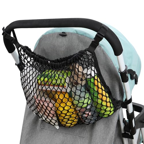 Accmor Universal Stroller Organizer, Polyester Net Mesh Bag Fits for Uppababy, Nuna, Britax, Doona Strollers, Non-Slip Adjustable Stroller Mesh Cargo Net Storage Caddy Accessories - Image 1