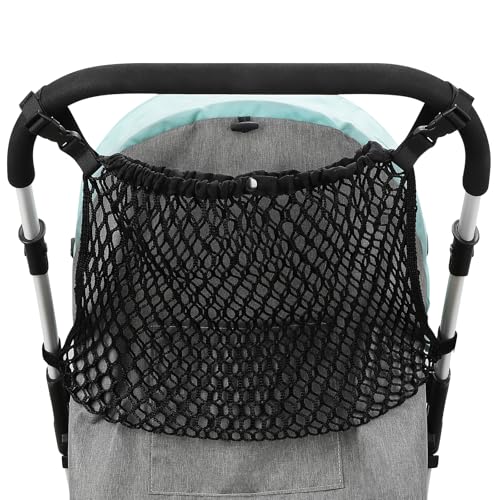 Accmor Universal Stroller Organizer, Polyester Net Mesh Bag Fits for Uppababy, Nuna, Britax, Doona Strollers, Non-Slip Adjustable Stroller Mesh Cargo Net Storage Caddy Accessories - Image 2