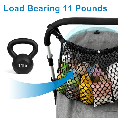 Accmor Universal Stroller Organizer, Polyester Net Mesh Bag Fits for Uppababy, Nuna, Britax, Doona Strollers, Non-Slip Adjustable Stroller Mesh Cargo Net Storage Caddy Accessories - Image 4