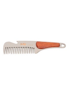 Brrnoo Men Beard Comb Multipurpose Stainless Steel Teeth Sandalwood Pocket Moustache Comb for Home Hair Salon 