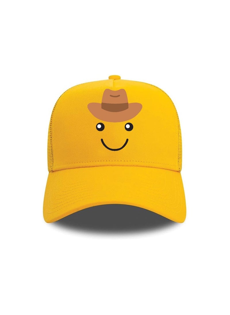 PRINTSHOP4ME Kids Yellow Smiley Face Mesh Cap With Adjustable Plastic Closure–Unisex Baseball Hat For Boys And Girls–Perfect For Outdoor Activities,Sports - Image 3