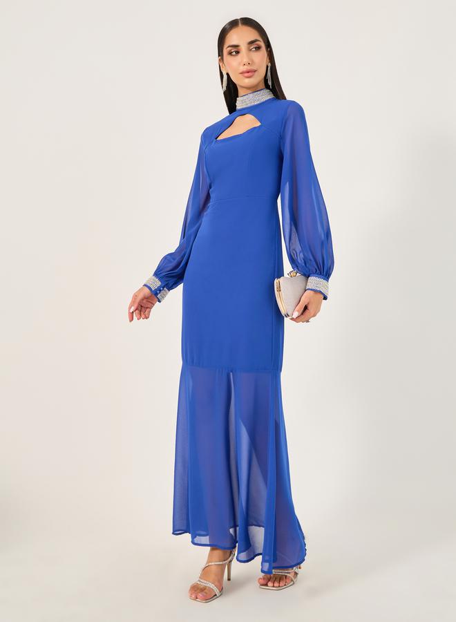 Styli Cobalt Sheer Hem Dress - Image 2
