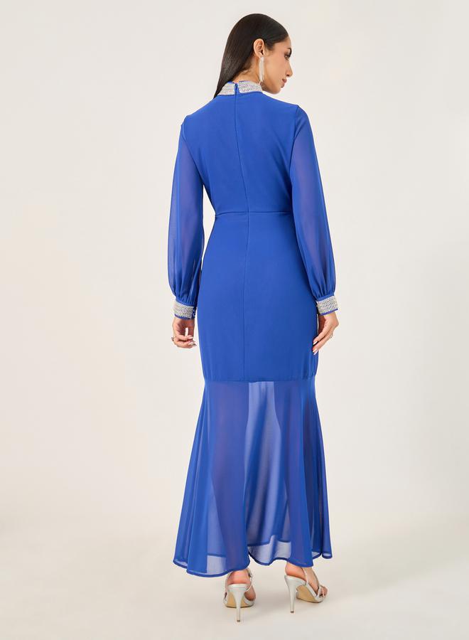 Styli Cobalt Sheer Hem Dress - Image 5