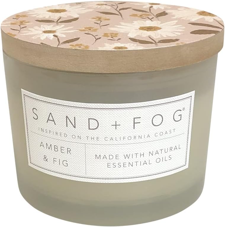 Sand + Fog Scented Candle - Amber & Fig – Additional Scents and Sizes – 100% Cotton Lead-Free Wick - Luxury Air Freshening Jar Candles - Perfect Home Decor – 12oz - Image 1