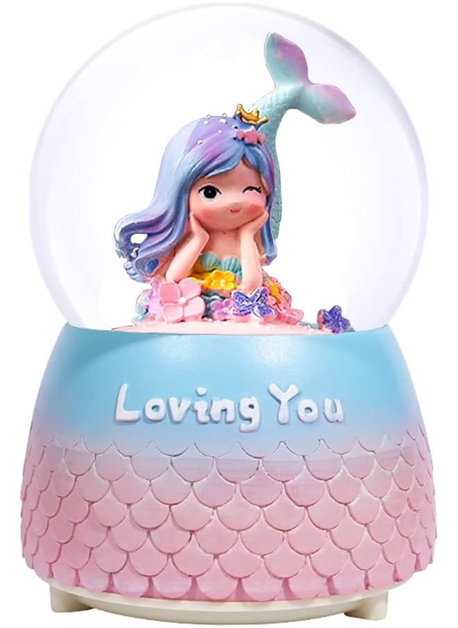 erorex Snow Globe 3.14 Inch Snowglobes With 7 Musics For Girls Room Decor Collection Mermaid Gifts For Girls Age 6 12 Years Old Birthday Gifts For Girls  - Image 1