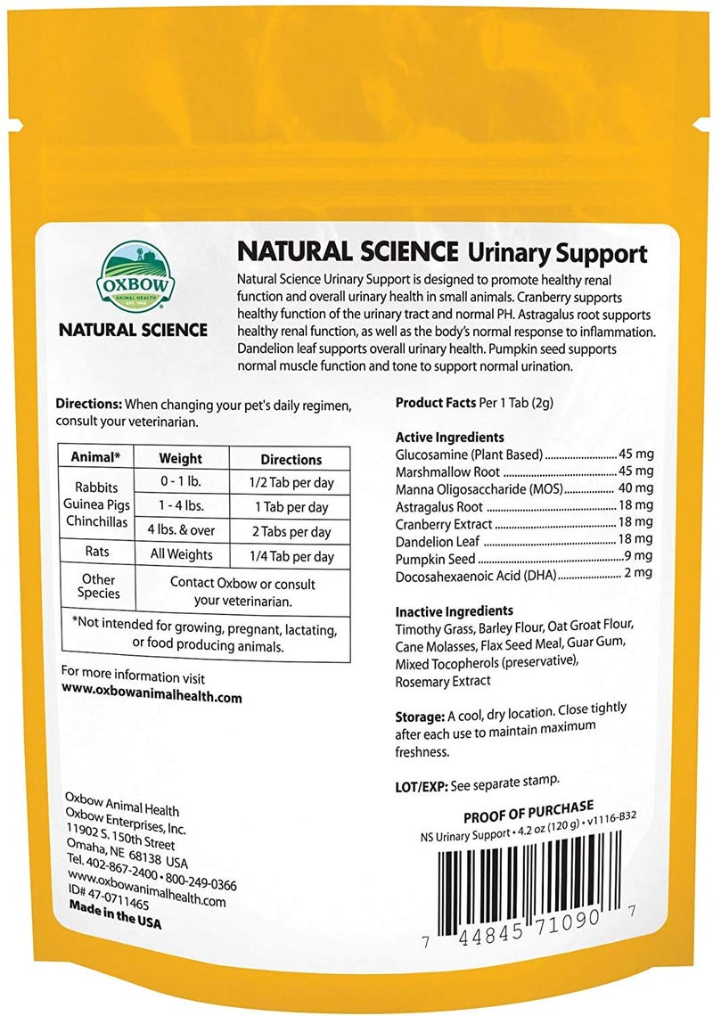 Oxbow 3 Pack of Natural Science Urinary Support Wafers for Small Pets, 4.2 Ounces Each, Made in The USA3 - Image 1