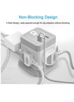 TYCOM Tycom Power Strip Surge Protector with USB + Type C, Extension Cord Flat Plug with Widely 4 AC Outlet and 2 USB 1 Type C, Small Desktop Station, Compact Socket for Multi Places - Grey and White.  - Image 2