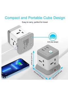 TYCOM Tycom Power Strip Surge Protector with USB + Type C, Extension Cord Flat Plug with Widely 4 AC Outlet and 2 USB 1 Type C, Small Desktop Station, Compact Socket for Multi Places - Grey and White.  - Image 4