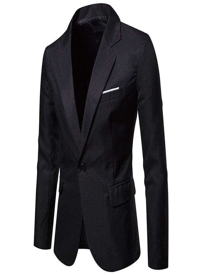 Loquat - Men's British Fashion Solid Casual Suit Black - Image 1