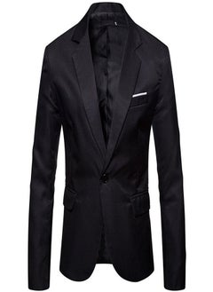 Men's British Fashion Solid Casual Suit Black