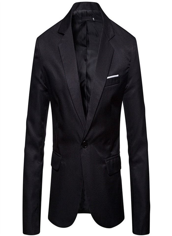Loquat - Men's British Fashion Solid Casual Suit Black - Image 1