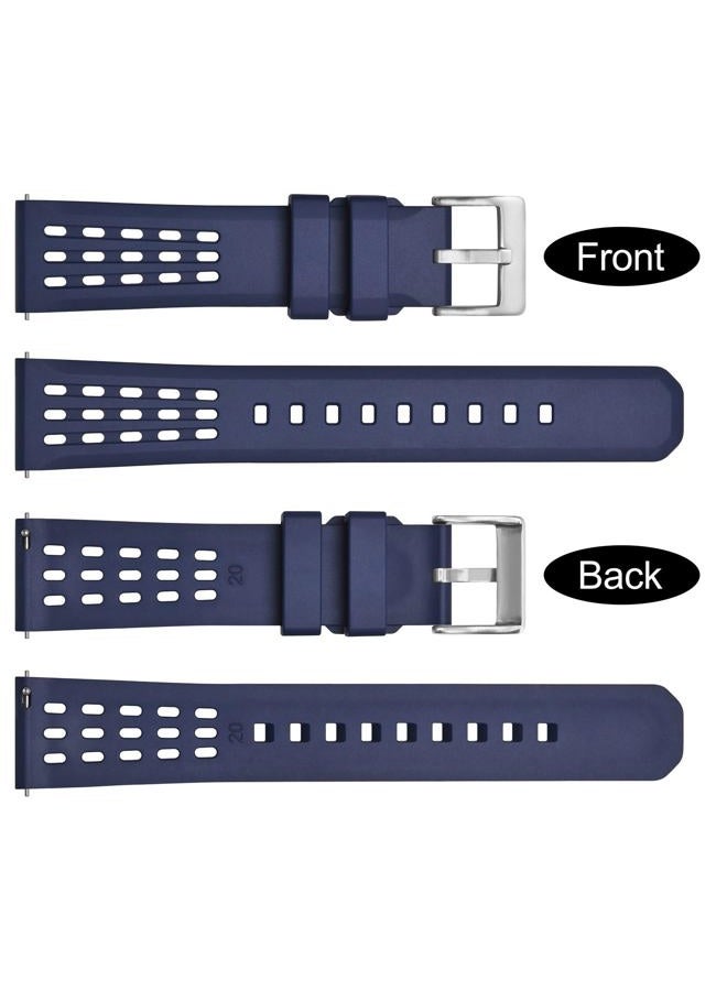 WOCCI 20mm Rally Watch Band, FKM Rubber Strap, Quick Release, Silver Brushed Buckle (Blue)  - Image 1