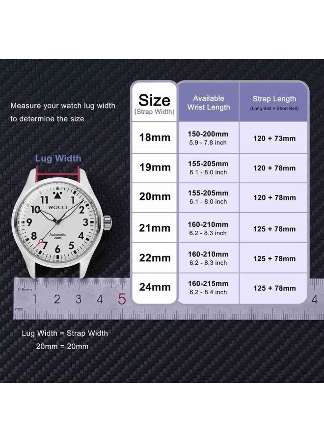 WOCCI 20mm Rally Watch Band, FKM Rubber Strap, Quick Release, Silver Brushed Buckle (Blue)  - Image 3