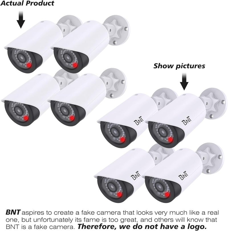 BNT Dummy Fake Security Camera, with One Red LED Light at Night, for Home and Businesses Security Indoor/Outdoor (4 Pack, White) - Image 2