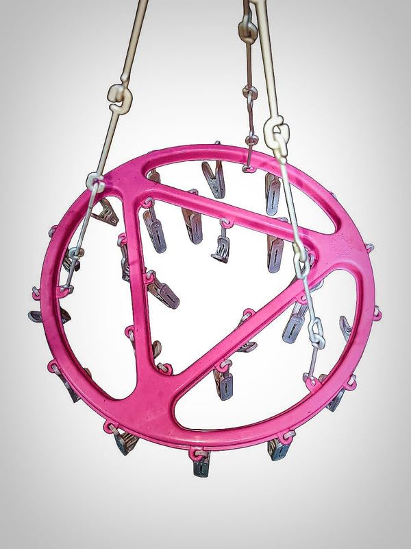 Radha Krishan Enterprises Plastic Heavy Quality Round Cloth Drying Stand Hanger with 26 ClipsPegs for Baby Clothes Dryer Stand Undergarments Dryer Stand Multicolor Set of 1 - Image 4