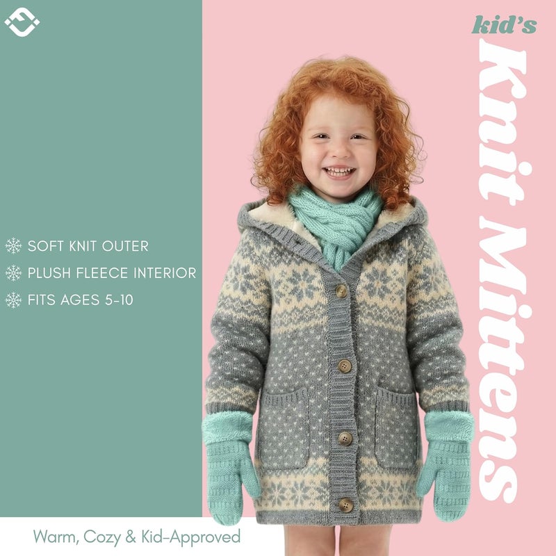 Funky Junque Kids Mittens – Thermal Knit Fleece Lined Winter Gloves for Boys & Girls Ages 5–7, Soft Cozy Cold Weather Wear - Image 2