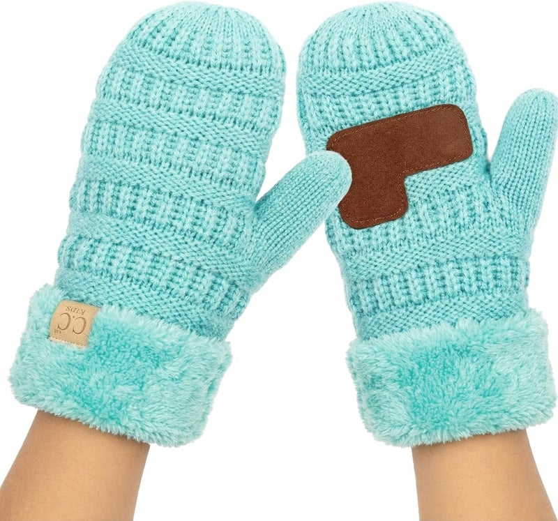 Funky Junque Kids Mittens – Thermal Knit Fleece Lined Winter Gloves for Boys & Girls Ages 5–7, Soft Cozy Cold Weather Wear - Image 1