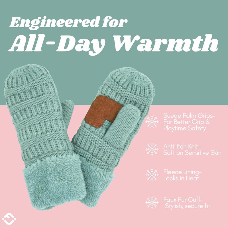 Funky Junque Kids Mittens – Thermal Knit Fleece Lined Winter Gloves for Boys & Girls Ages 5–7, Soft Cozy Cold Weather Wear - Image 4