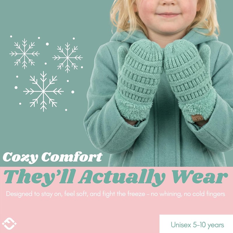 Funky Junque Kids Mittens – Thermal Knit Fleece Lined Winter Gloves for Boys & Girls Ages 5–7, Soft Cozy Cold Weather Wear - Image 5