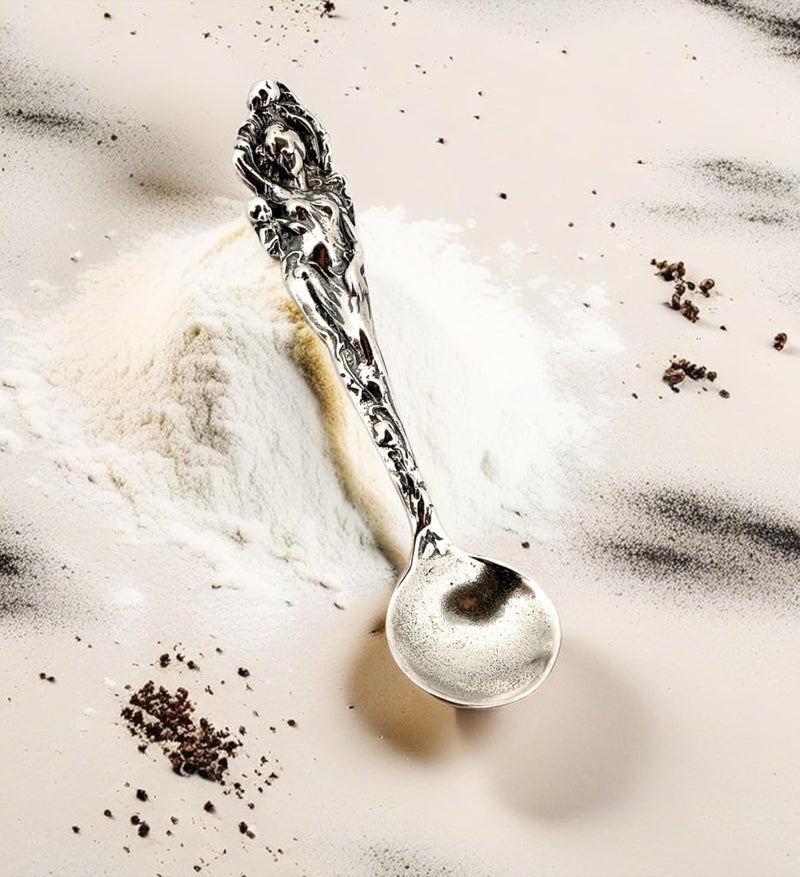 APOLEEA 925 Sterling Silver Small Salt Spoon - Premium Quality 2.7" Mother Child Big Spoon - Beautiful Flower Designed Handle - Gift for Culinary Enthusiasts - Image 5