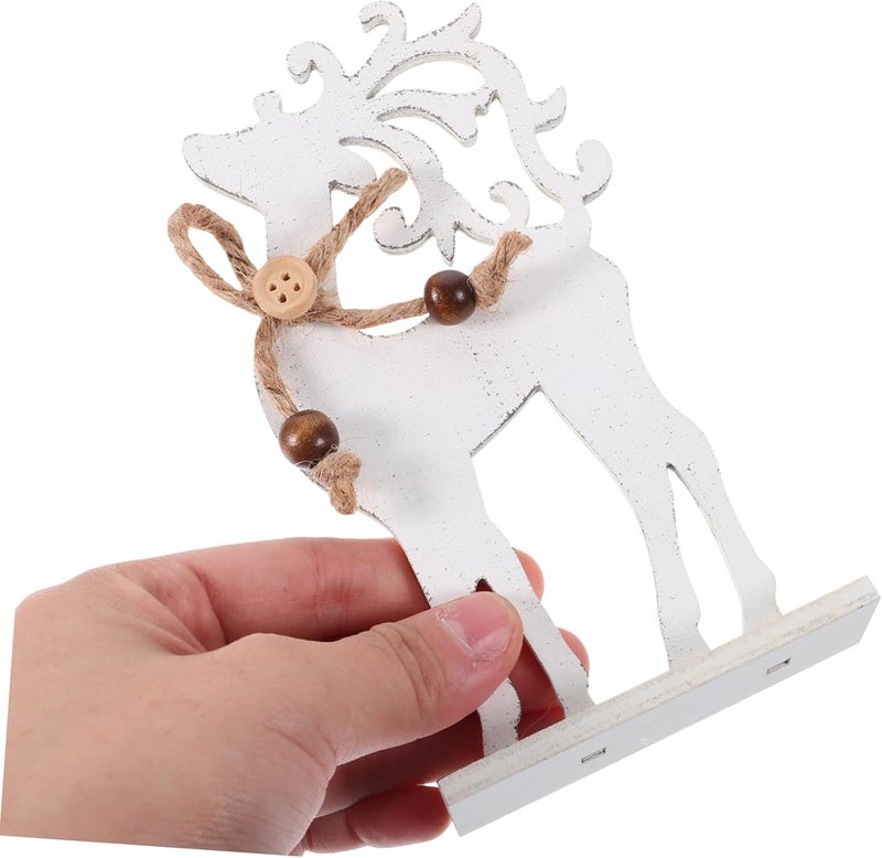 Garneck 2pcs Wooden Christmas Reindeer Figurines Rustic Holiday Decor for Home Office Festive Celebrations As Table Centerpieces Shelf Decorations - Image 2