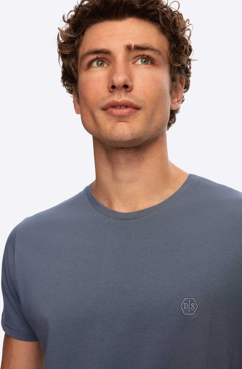 D'S DAMAT Regular Fit Smoke Plain T-Shirt - Image 2