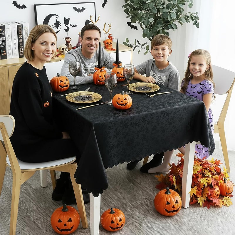 smiry Square Table Cloth, Waterproof Heavy Duty Vinyl Tablecloths, Wipeable Washable Table Cover for Kitchen and Dining Room (Black, 54" X 54") - Image 2