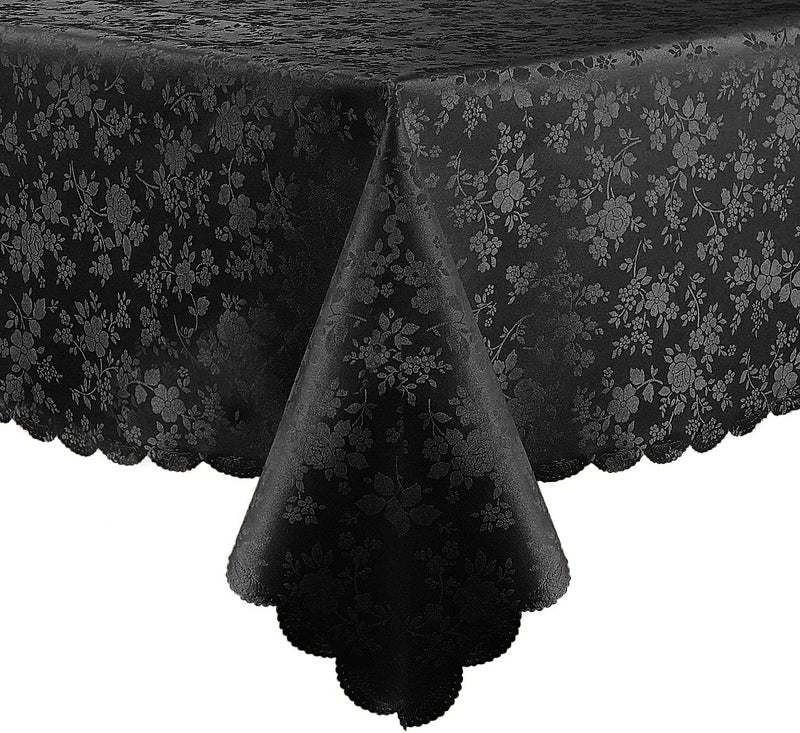 smiry Square Table Cloth, Waterproof Heavy Duty Vinyl Tablecloths, Wipeable Washable Table Cover for Kitchen and Dining Room (Black, 54" X 54") - Image 1