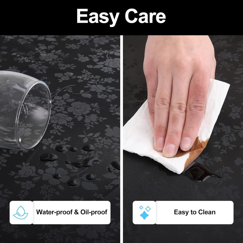smiry Square Table Cloth, Waterproof Heavy Duty Vinyl Tablecloths, Wipeable Washable Table Cover for Kitchen and Dining Room (Black, 54" X 54") - Image 4