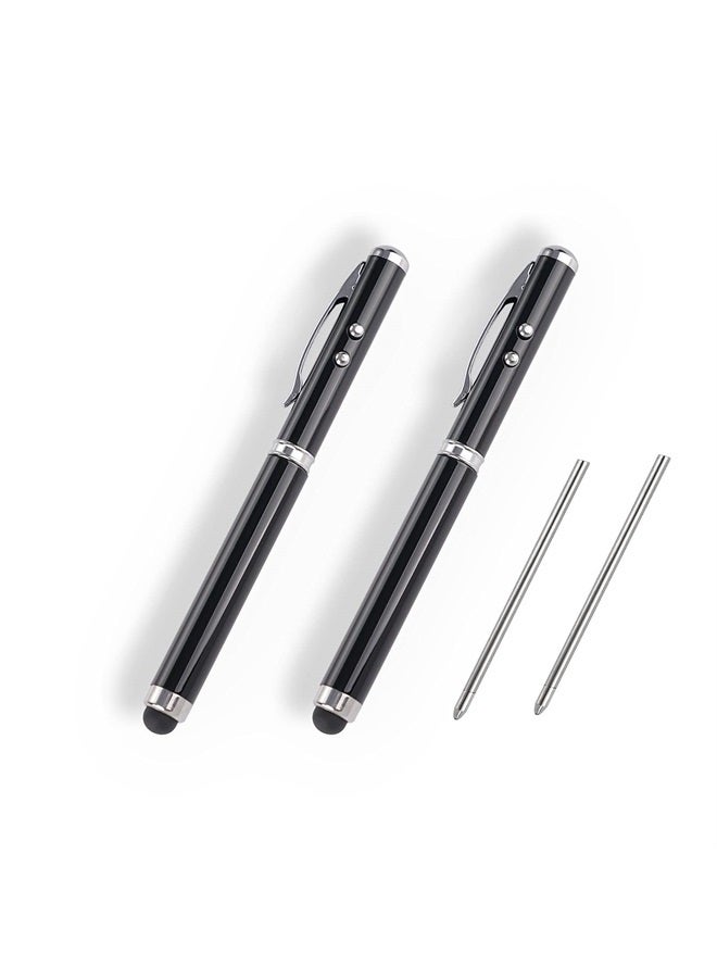 AIYIBEN Metal multi-function pen, touch screen stylus, flashlight with white light, infrared, creative Christmas and birthday gifts (2 Black) - Image 1