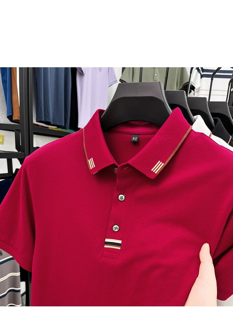 Men's Pure Cotton Short Sleeved T-shirt Casual POLO Shirt  - Image 5