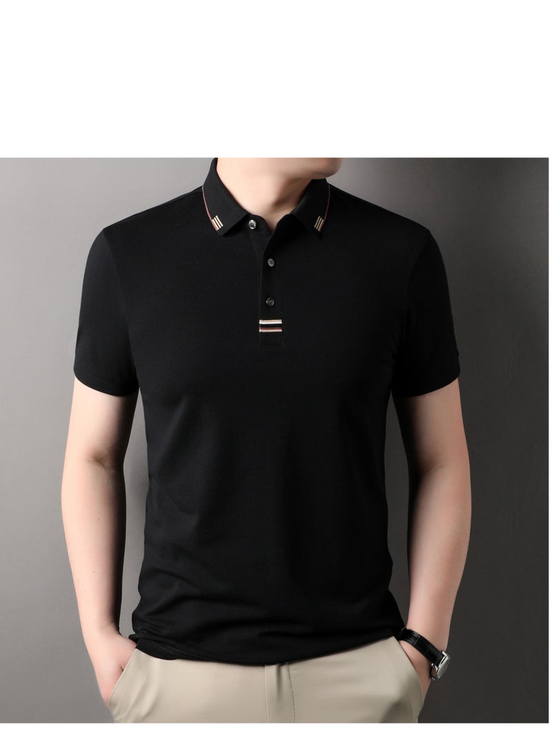 Men's Pure Cotton Short Sleeved T-shirt Casual POLO Shirt  - Image 1