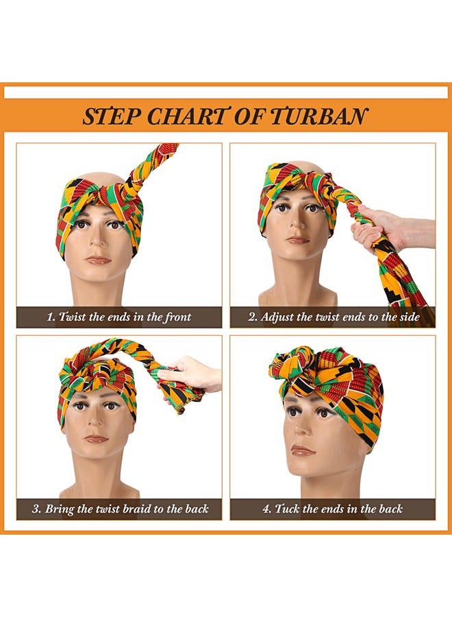 Coume 3 Pcs Women Ankara African Traditional Costume Set African Print Midi Casual Dashiki Skirt Bohemian African Print Headwraps Scarf Drop Dangle Earrings, S - Image 5