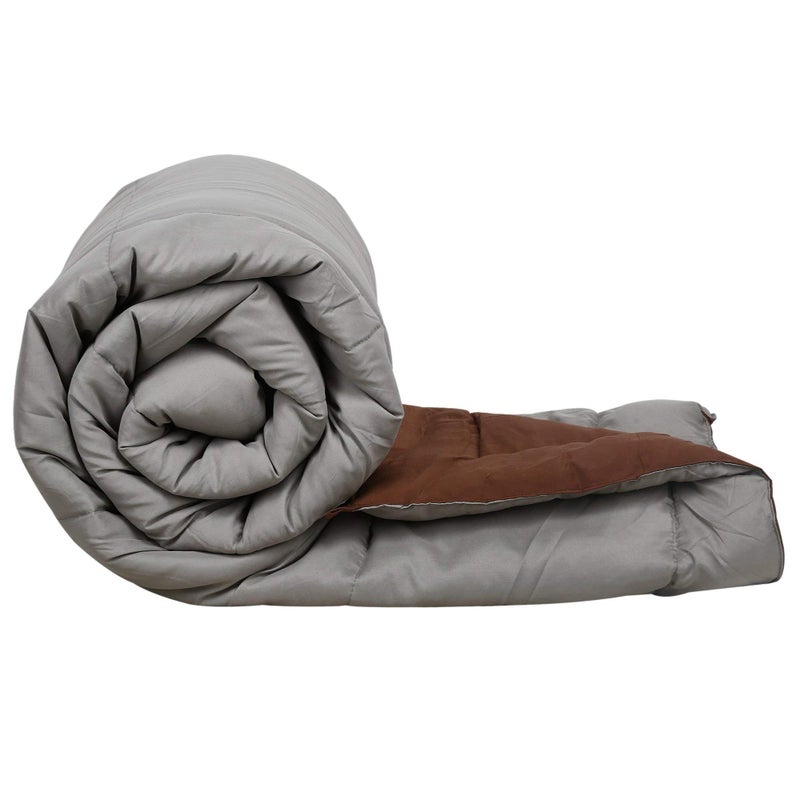 SHOPINGTRADE - Cotton Reversible Comforter, Double Bed ( Brown& Gray, 200 GSM) - Image 3