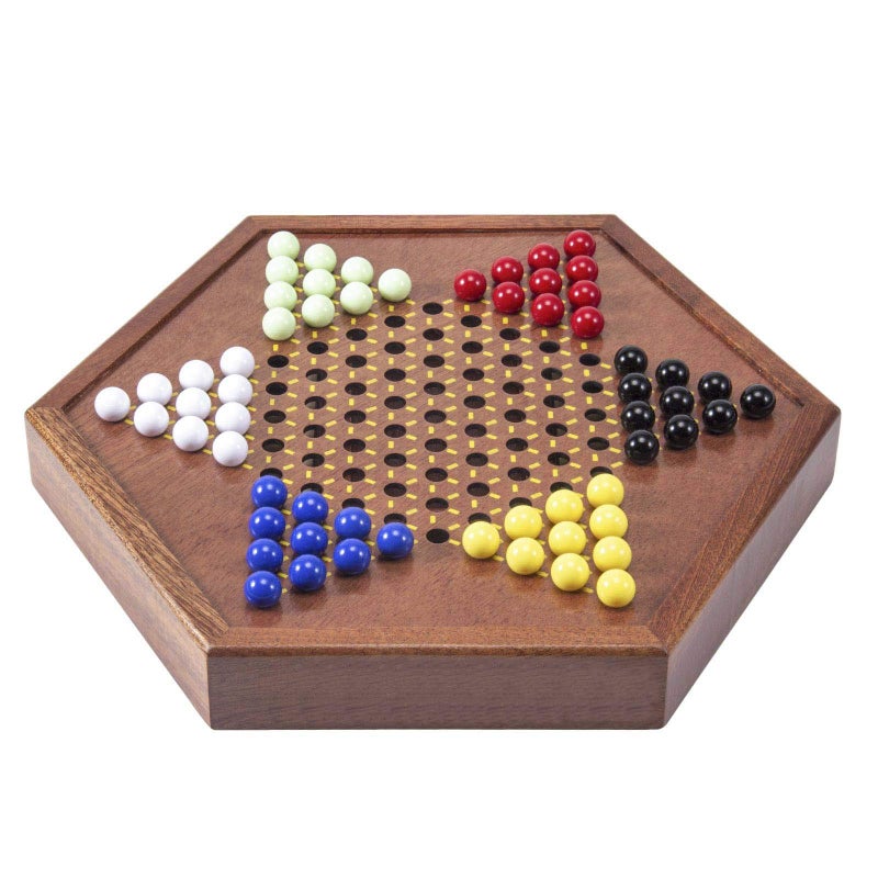 AMEROUS 125 inches Wooden Chinese Checkers Set with Storage Drawer  60 Acrylic Marbles in 6 Colors  12 Bonus Spare Marbles Classic Strategy Family Board Game for Kids and Adults - Image 3