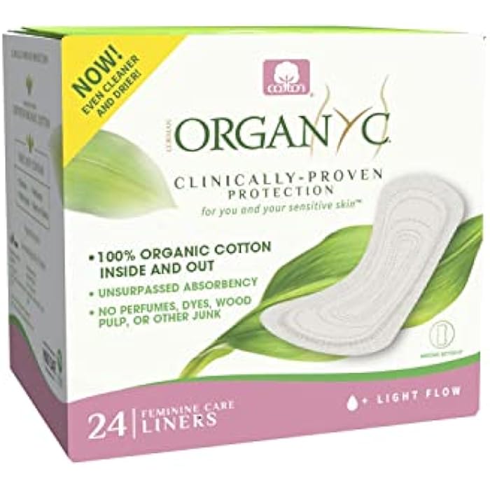 Organyc 100% Certified Organic Cotton Inside and Out Folded Panty Liner, Ultra Thin, Light Flow, 24 Count - Image 1