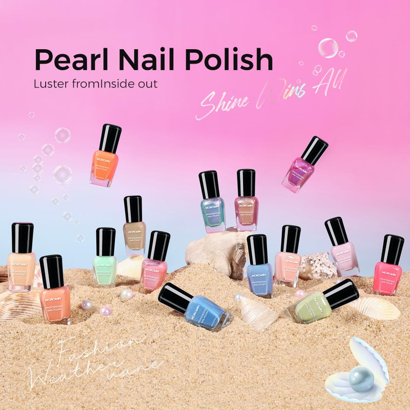 Morovan Pearl Nail Polish Set: Spring Pastel Glitter Mermaid Iridescent Polish 2026 Mini Shimmer Pink Green Blue Nude Coral Cream Summer Manicurist nail polish for Women Girls Gift - Image 2