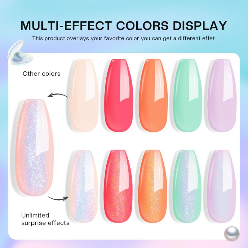 Morovan Pearl Nail Polish Set: Spring Pastel Glitter Mermaid Iridescent Polish 2026 Mini Shimmer Pink Green Blue Nude Coral Cream Summer Manicurist nail polish for Women Girls Gift - Image 5