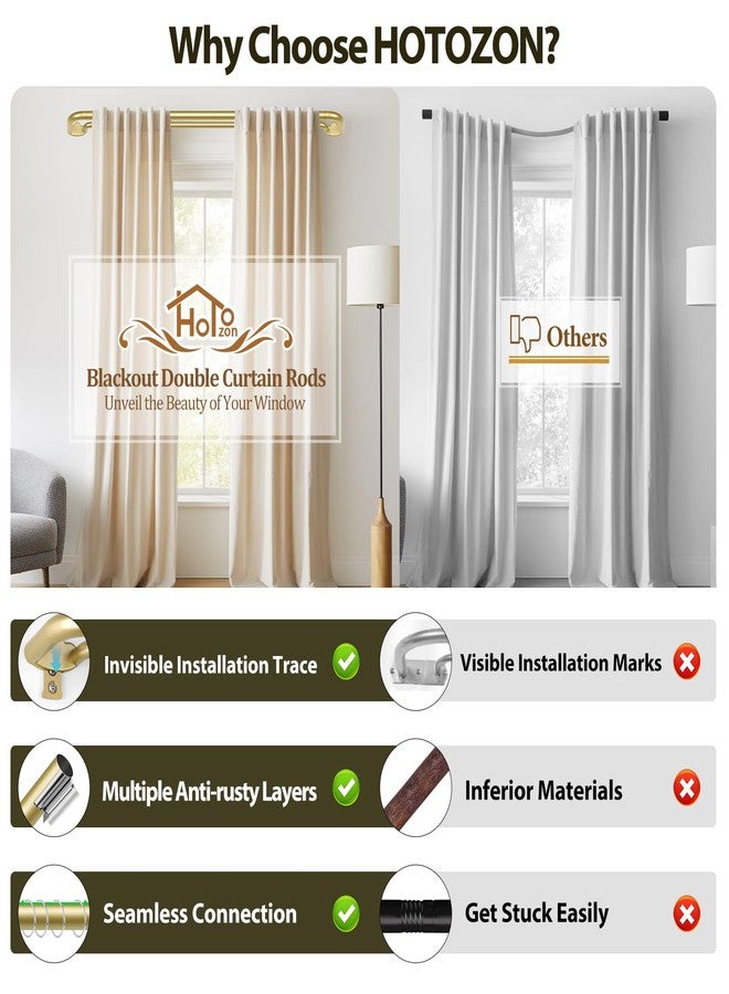 HOTOZON Double Curtain Rods 32 to 115 Inches, HOTOZON Blackout Double Curtain Rods for Windows 83 to 111 Inches (6.9-9.25 ft), Wrap Around Room Darkening Telescoping Drapery Rod, Gold - Image 5