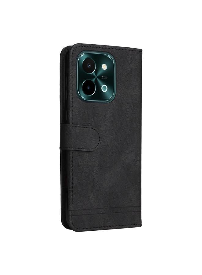 erorex Case For vivo Y28 4G Global Skin Feel Life Tree Metal Button Leather Phone Case - Image 3