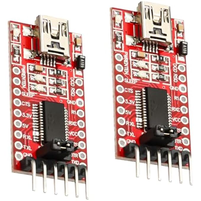 rayihni FTDI 232RL MINI USB TO TTL ADAPTER, 3.3 V 5 V FTDI 232RL ADAPTER USB TO TTL SERIAL MODULE COMPATIBLE WITH ARDUINO (2PCS) - Image 1