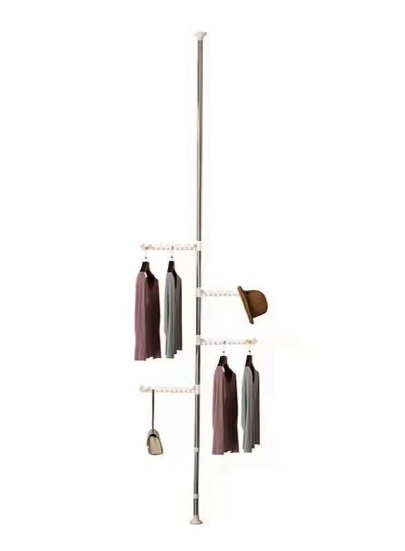 Beauenty Multi-Functional Metal Clothes Rack Floor-to-ceiling White 110x29 centimeter  - Image 1