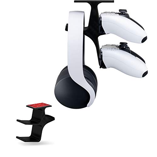 BRAINWAVZ The Treo - Under Desk/Shelf Dual Gamepad Controller & Headphone Hanger Holder Stand - Designed for Xbox ONE, PS4, PS3, PS5, Dualshock, DualSense, Switch, PC, Steelseries, Steam & More - Image 1