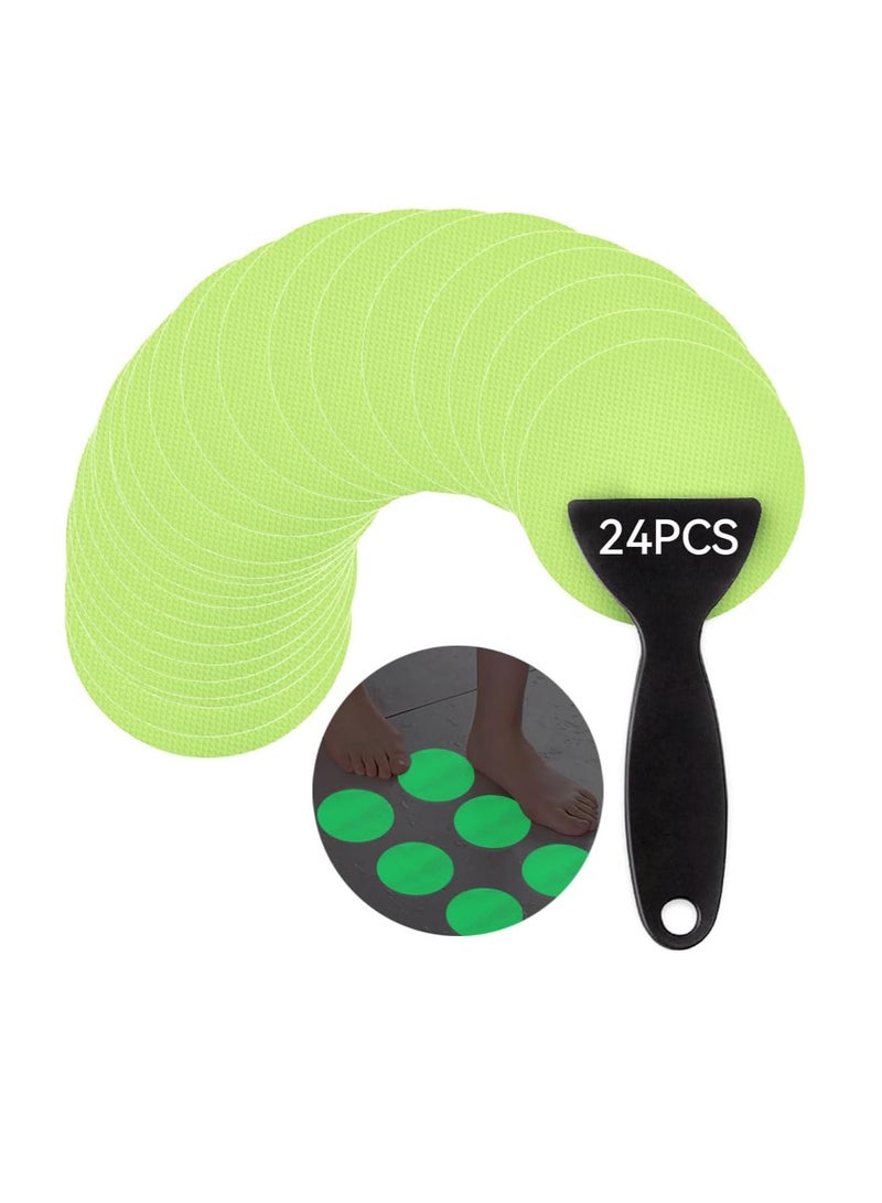 ECVV ECVV 24PCS Non-Slip Bathtub Stickers - Safety Adhesive Decals with Silicone Scraper for Bath Tubs, Showers, Stairs & Ladders (Luminous Style) 