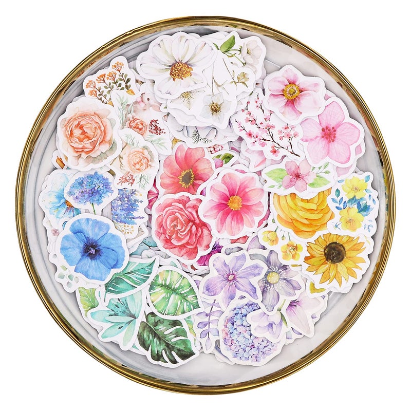 Knaid Flower Stickers Set 360 Pieces Decorative Assorted Floral Sticker for Scrapbooking Planner Bullet Journals Supplies