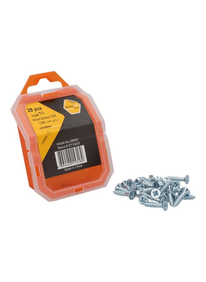 HONEY BEE 28-Piece Rust-Proof CSK Wood Screws Silver 4 x 20mm ZY15220  - Image 2